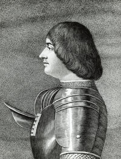 ミラノ公爵ルドヴィコ・スフォルツァ（イル・モーロ）の肖像（1452-1508年）、エングレーヴィング 作： Walter Charles Mills