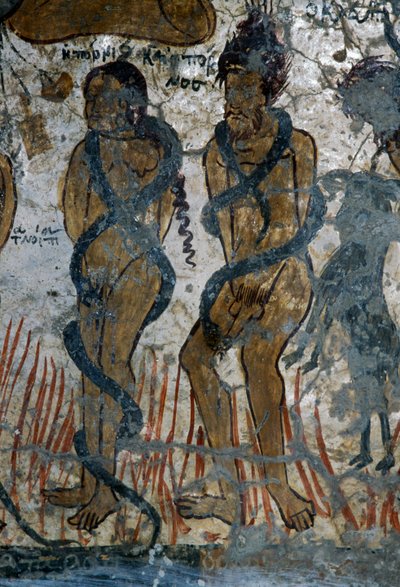 呪われた者への罰、アギア・パラスケヴィ教会の細部（ギリシャ、クレタ島、ヴォウタス）（写真 作： Walter Charles Mills