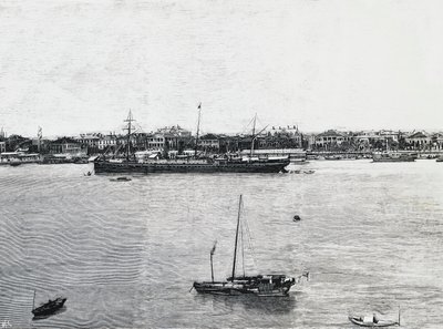 開戦数週間前の上海港 作： Walter Charles Mills