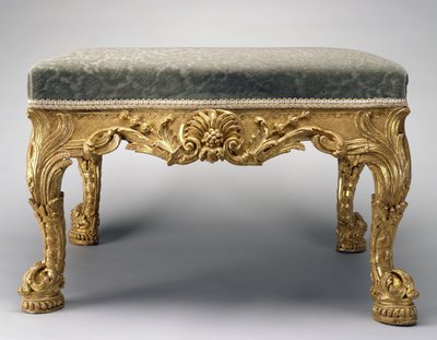パームルーム用スツール、スペンサーハウス、ロンドン、1757年頃（ライムウッド、金メッキ、室内装飾品） 作： John (attr.to) Vardy