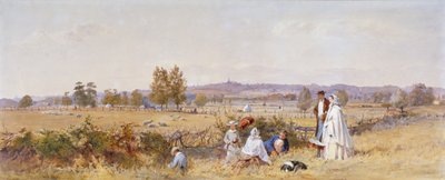 1859 年、ロンドン、イズリントン、ホロウェイ刑務所の裏の野原 作： John Absolon