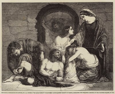 1512年に絵画の歴史的構成、慈悲の行為、カスティーリャのブランシュ、フランスのリージェント王妃、パリ支部によって監禁された囚人を解放 作： John Alfred Vintner