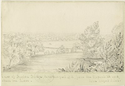 バートン・アポン・トレント橋と町：ペン画、nd [c 1817]（描画） 作： John Allport