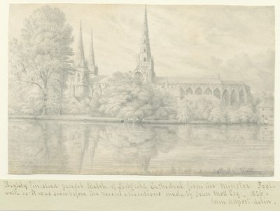 リッチフィールド大聖堂-南西ビュー：鉛筆画 作： John Allport