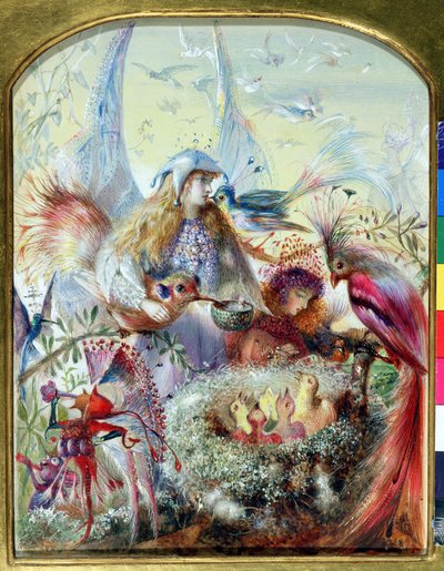 妖精と鳥の巣（紙にアラビア色のボディカラーとガムがあるトイレ） 作： John Anster Fitzgerald
