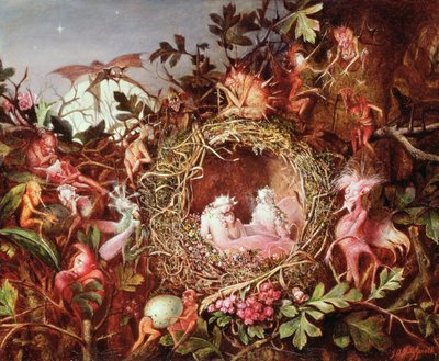 鳥の巣の中の妖精（フレームなし-84823も参照） 作： John Anster Fitzgerald