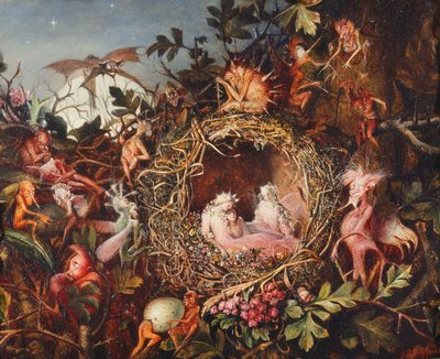 鳥の巣の妖精、1860年頃 作： John Anster Fitzgerald