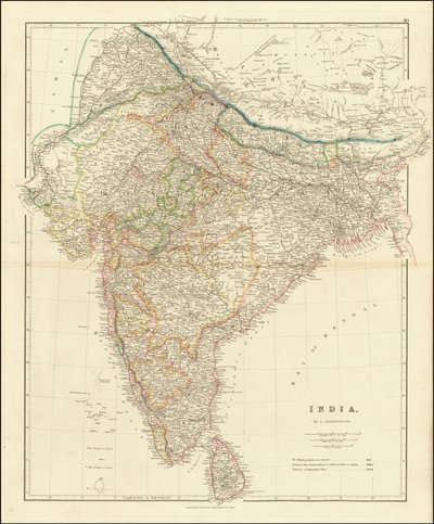 1832年、ジョン・アロースミスによるインド地図 作： ジョン・アロウスミス