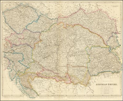 1858年、ジョン・アロースミスによるオーストリア帝国の地図 作： ジョン・アロウスミス