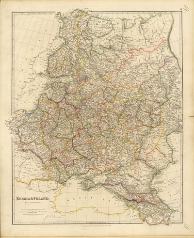 ロシアとポーランドの地図、1832年。 作： John Arrowsmith