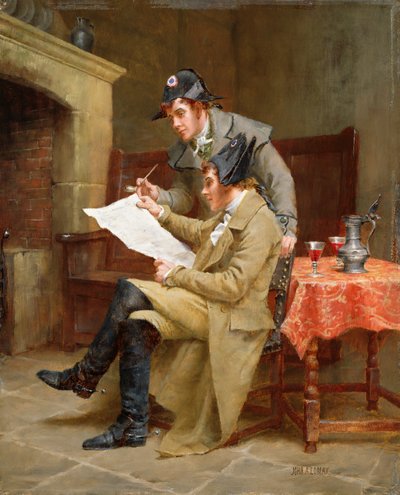 陸軍のニュース 1900年頃（油彩・パネル） 作： John Arthur Lomax