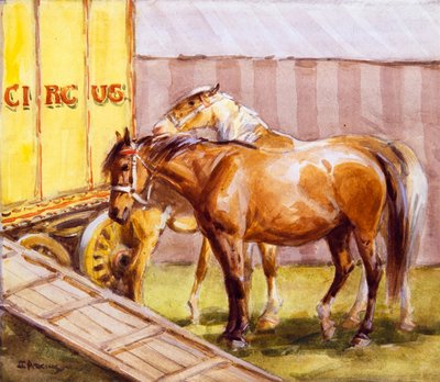 サーカスの馬（水彩画） 作： John Atkinson