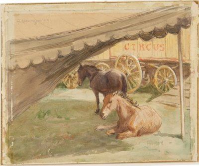 休む二頭の馬、1884 作： John Atkinson