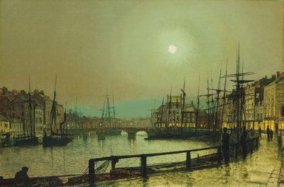 月明かりに照らされた港、1883年 作： John Atkinson Grimshaw