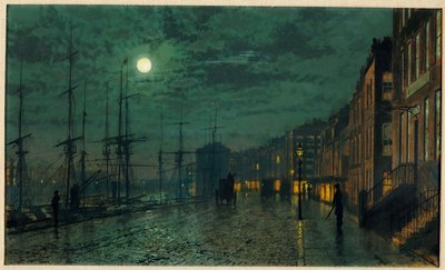 月光によって市ドック 作： John Atkinson Grimshaw