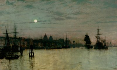 グリニッジ、半潮、1884 作： John Atkinson Grimshaw