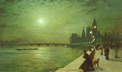 ウェストミンスターでテムズ川に反射する光 作： John Atkinson Grimshaw