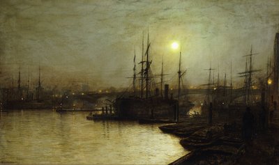 ナイト・トイル、ビリングスゲート・ワーフ、 作： John Atkinson Grimshaw