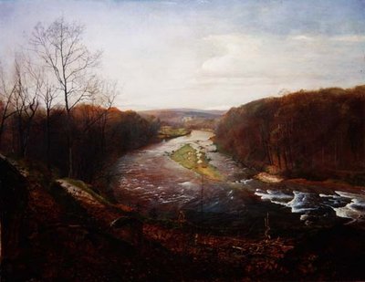 ボルトン森の上のワーフとバーデン・タワー（油彩・キャンバス） 作： John Atkinson Grimshaw