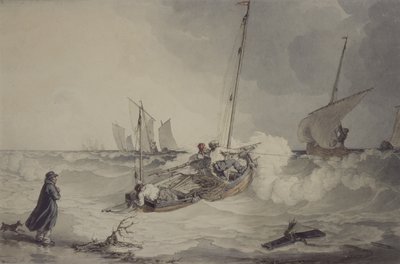 釣り船外出、水彩 作： John Augustus Atkinson
