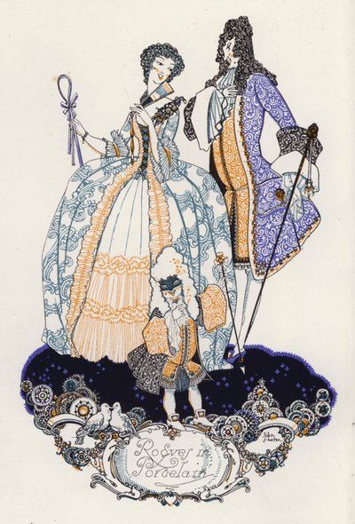 「Rogues In Porcelain」のイラスト、18 世紀の詩集 (カラー リソ) 作： John Austen