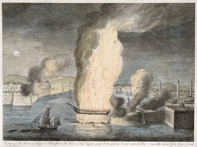 アメリカのフリーゲートのバーニング[原文のまま] 1805年トリポリ港のフィラデルフィア 作： John B. Guerazzi