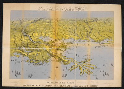 ルイジアナ、ミシシッピ、アラバマ、フロリダの一部の鳥瞰図 作： John Bachmann