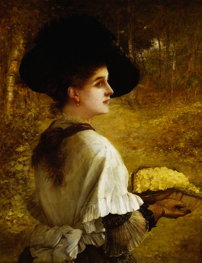 サクラソウのバスケット、 作： John Bagnold Burgess