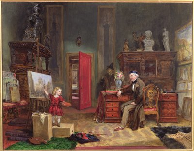 デビッドロバーツ（1796-1864）と彼のスタジオにいる孫娘、1866年頃 作： John Ballantyne