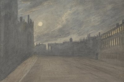 ブロードストリート、オックスフォード、満月、1790年（木炭と紙の上に黒鉛） 作： John Baptist Malchair