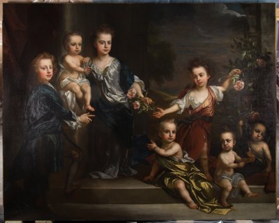 第 6 代サマセット公爵チャールズ シーモアの 7 人の子供の肖像画。 作： John Baptiste Closterman