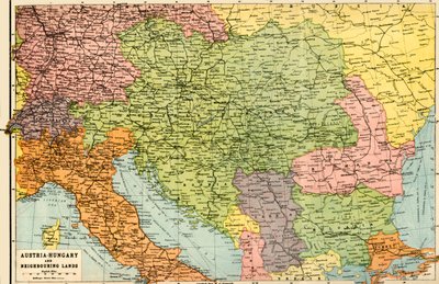 オーストリア-ハンガリーおよび隣接する土地-地図、1920年。 作： John Bartholomew and Son