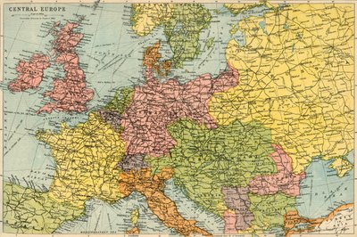 中央ヨーロッパの地図、c1914。 作： John Bartholomew and Son
