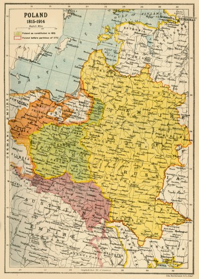ポーランド、1815-1914、c1920。 作： John Bartholomew and Son