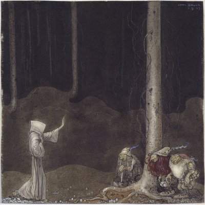 Frere Martin et les trois trolls - Brother Martin and Three Trolls』バウアー、ジョン（1882-1918）作。紙に水彩画 作： John Bauer