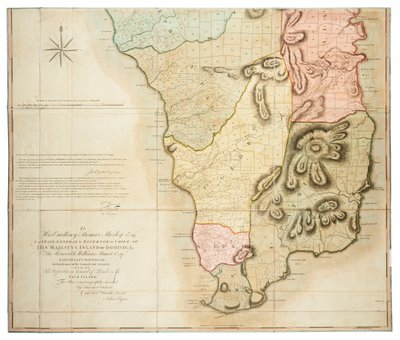 1776年、ジョン・バレス測量主任による、ドミニカ島の実測図。 作： John Bayly