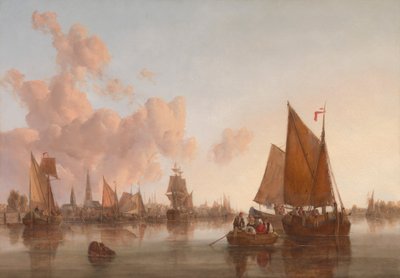オランダ語 (?) 河口のセーリング ボートとはしけ 作： John Berney Crome