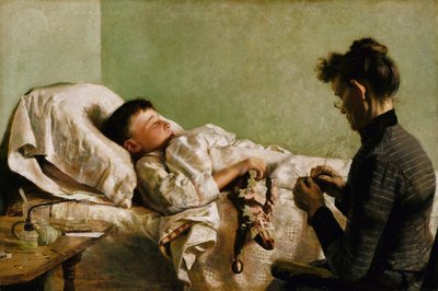 病気の子供、1893年。 作： John Bond Francisco