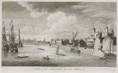テムズ川に架かるロンドン塔の眺め 作： John Boydell
