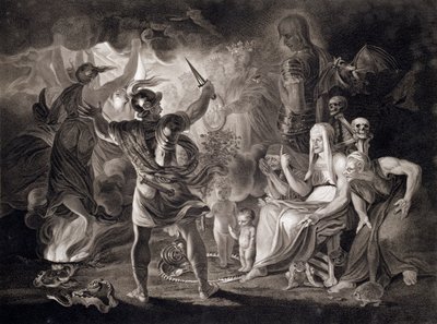 マクベス、三人の魔女とヘカテ、1805 作： John Boydell