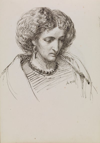 うつろな目をした女性の肖像画 作： John Brett