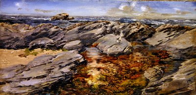 前浜の岩」（油彩・キャンバス） 作： John Brett