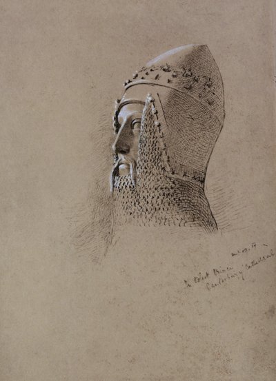 黒の王子（1330-76）、1859年12月13日（紙にペンとインク） 作： John Brett
