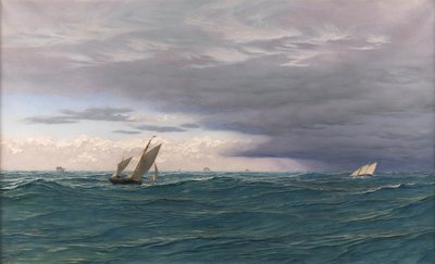 水路のヨット、地中海、1871 作： John Brett