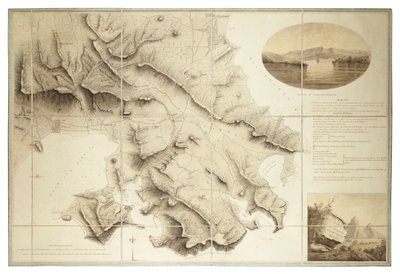 イングリッシュ・ハーバー周辺図、アンティグア、1782年頃 （水彩、分割、裏打ち） 作： John Brown