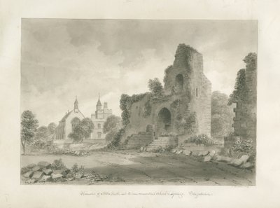 アルトン城と「新修道院」：セピア画、1847 作： John Buckler