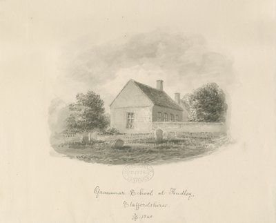 Audley Grammar School：セピア画 作： John Buckler