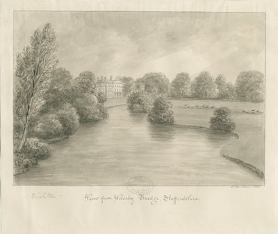 ビシュトンホール：セピア画、1841年 作： John Buckler
