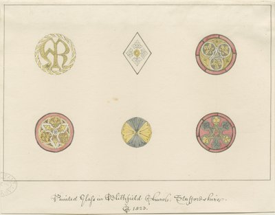 ブリスフィールド教会-塗装ガラス：鉛筆画、1823年 作： John Buckler