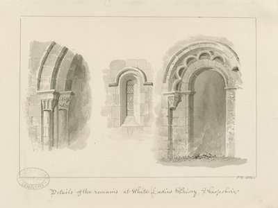Brewood - Whiteladies Priory (Rain) : セピア画 作： John Buckler
